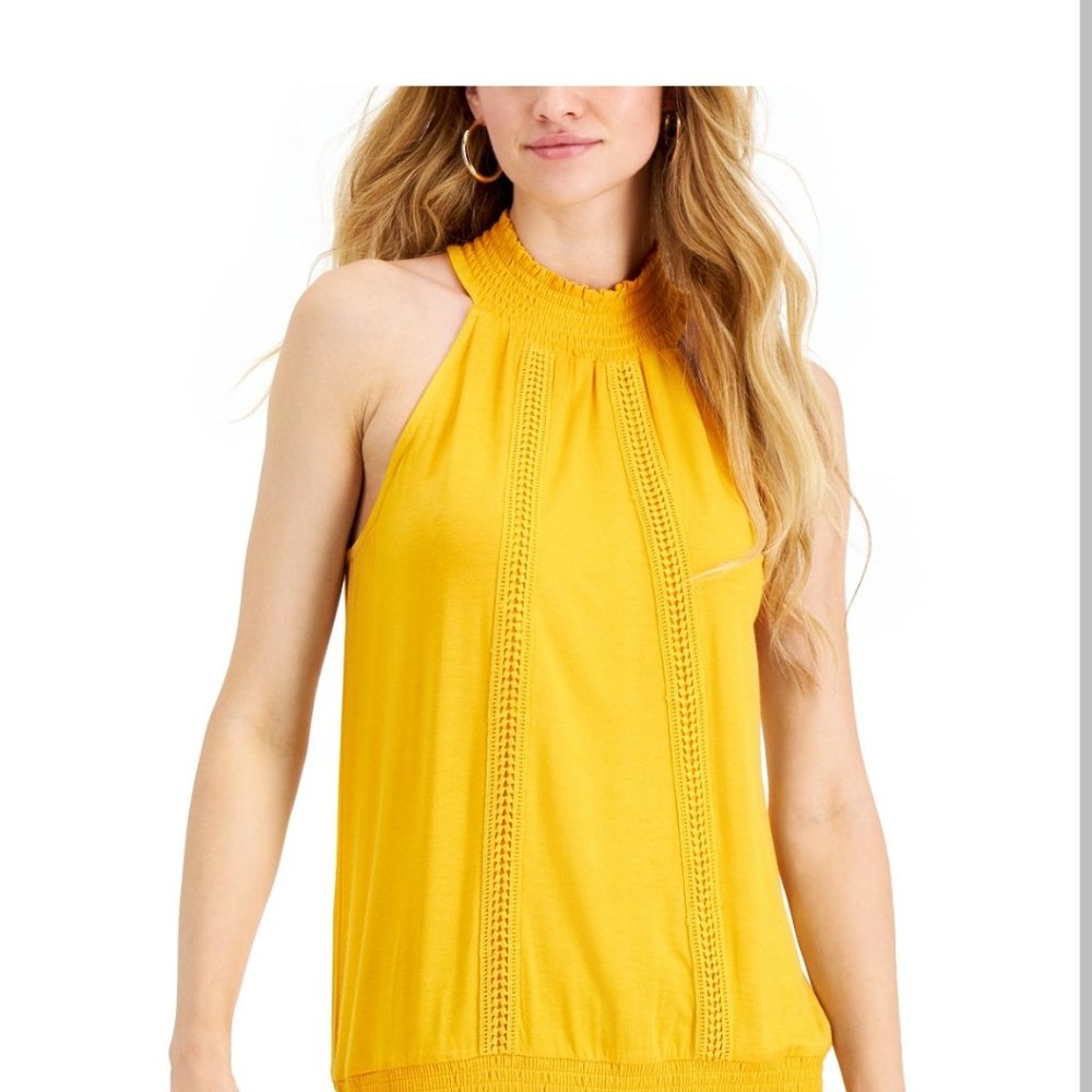 *4/$10 Fever Ruched Halter Top Yellow Gold Ladies Size M